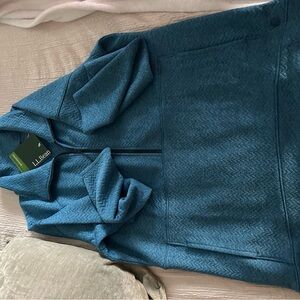 L.L. Bean Teal Quilted Half-Zip Pullover